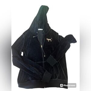 PINK Victoria's Secret Black Hoodie with Gold Logo